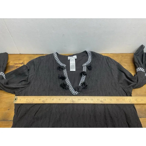 Tommy Bahama Women's Black Embroidered Tassel Tier Cover-Up Dress Size Small - Picture 7 of 11